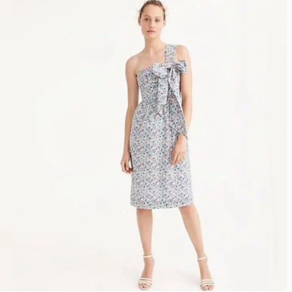 J Crew Liberty Fabrics Dress One Shoulder Midi Claire Aude Floral Colorful 8 - Picture 3 of 10